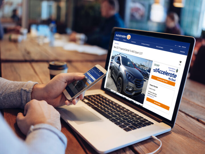 car shopper looking at Autotrader VDP with Accelerate My Deal digital retailing