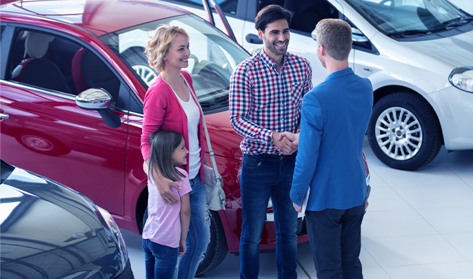 family buying a new car