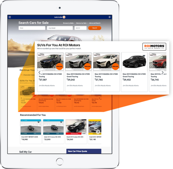 eLot display ad on Autotrader homepage